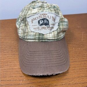 Possum Plaid Baseball Cap in Green and Brown